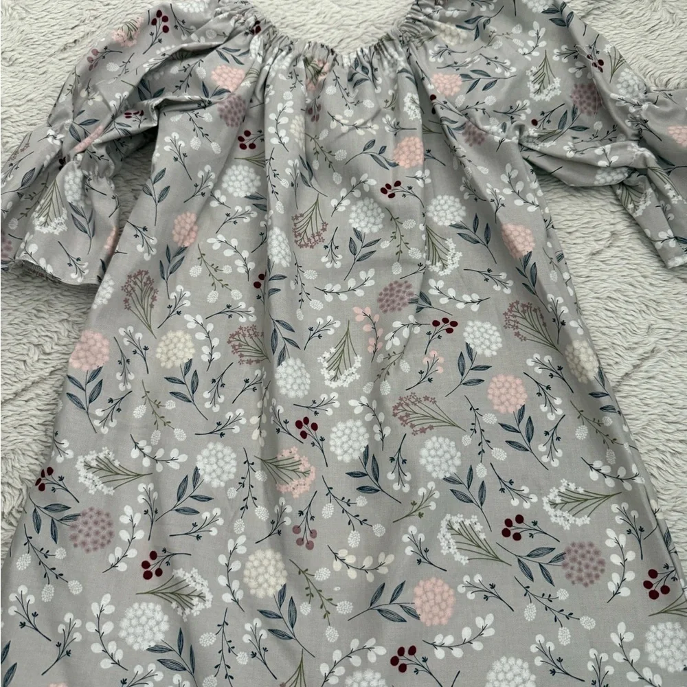 New Handcrafted Dandelion Print Peasant Dress